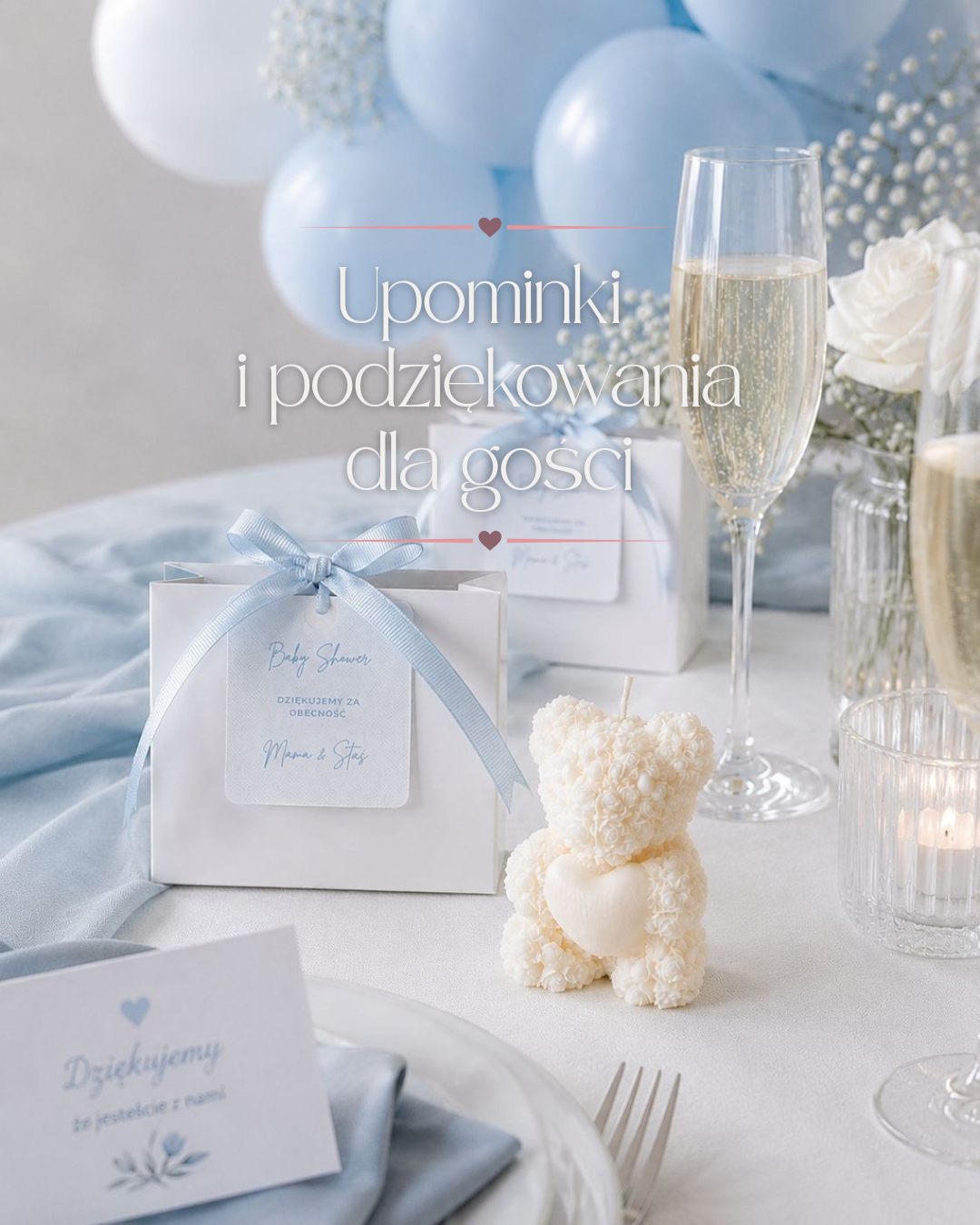 banner upominki dla gości na wesele, komunię, chrzest, baby shower, roczek, świece z wosku sojowego