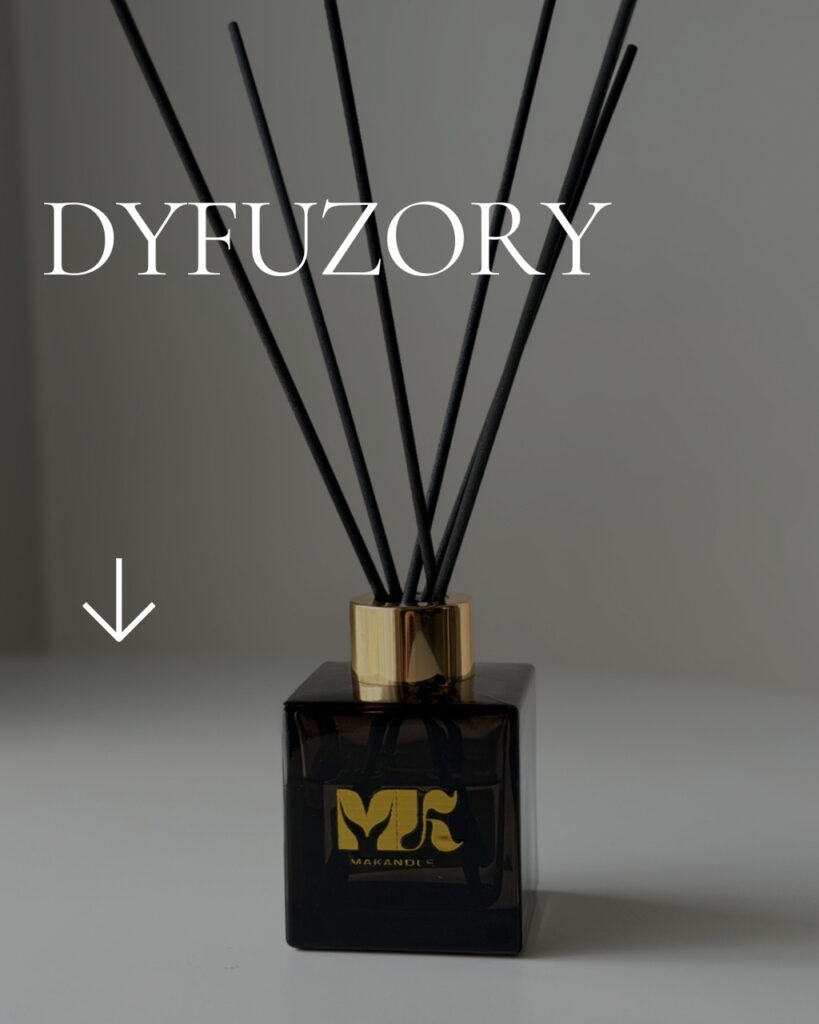 baner przedstawiający dyfuzor patyczkowy do pomieszczeń ze złotą etykietą 